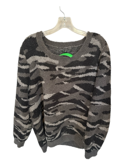 Barefoot Dreams Size 1X Black & Gray Nylon Blend Long Sleeve Fuzzy Sweater Black & Gray / 1X