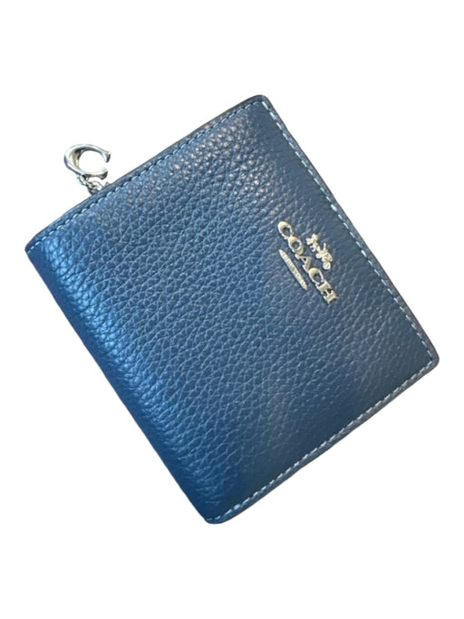 Coach Navy Leather SHW Bi- Fold Wallets Navy