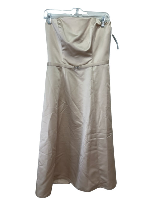 Michaelangelo Size 8 Beige Polyester Strapless Back Zip Midi Dress Beige / 8