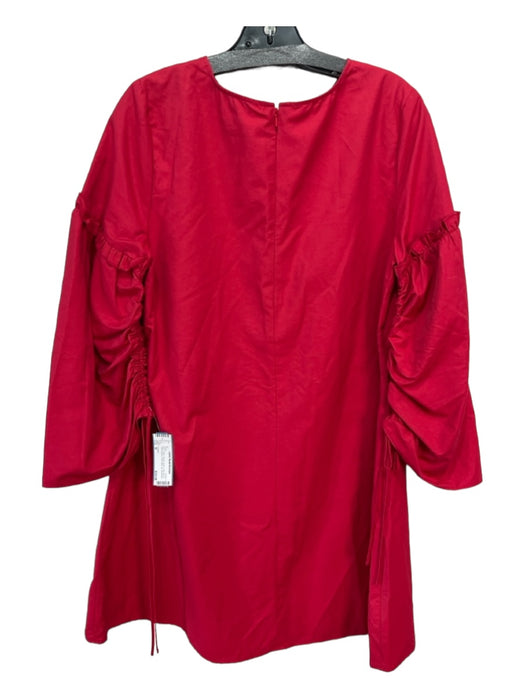 Halogen Size M Red Cotton Round Neck Long Sleeve Cinch Sleeve Shift Dress Red / M