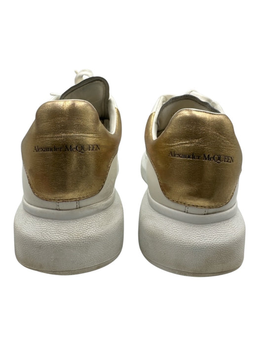 Alexander McQueen Shoe Size 44.5 White & Gold Leather Solid Sneaker Men's Shoes White & Gold / 44.5