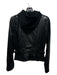 Lamarque Size XS Black Leather Zip Front Hood Dickey Moto Jacket Black / XS
