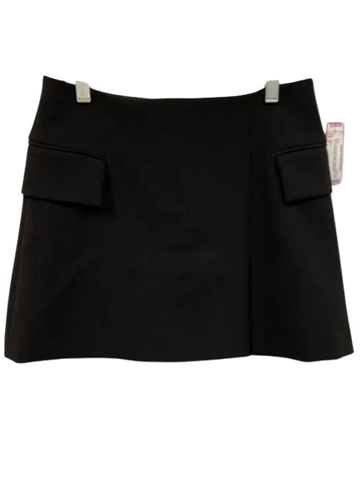 Reiss Size 4 Black Polyester Blend Flap Pocket Back Zip Wrap Illusion Mini Skirt Black / 4