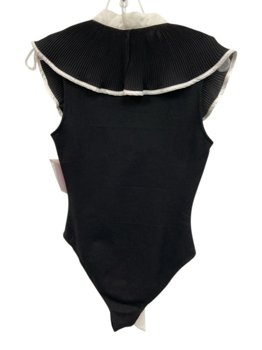 Karen Millen Size S Black & White Polyamide Blend Flutter Sleeves Neck Tie Top Black & White / S
