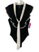 Karen Millen Size S Black & White Polyamide Blend Flutter Sleeves Neck Tie Top Black & White / S