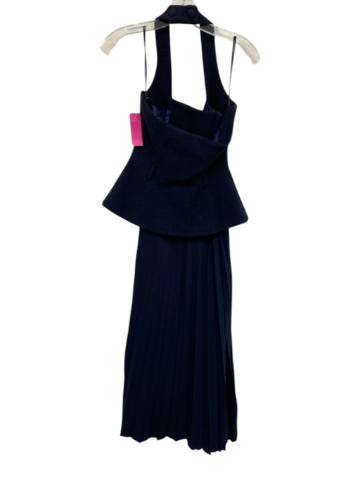 Karen Millen Size s / 4 Navy Blue Cotton Blend Knit Top Halter Dress Navy Blue / s / 4