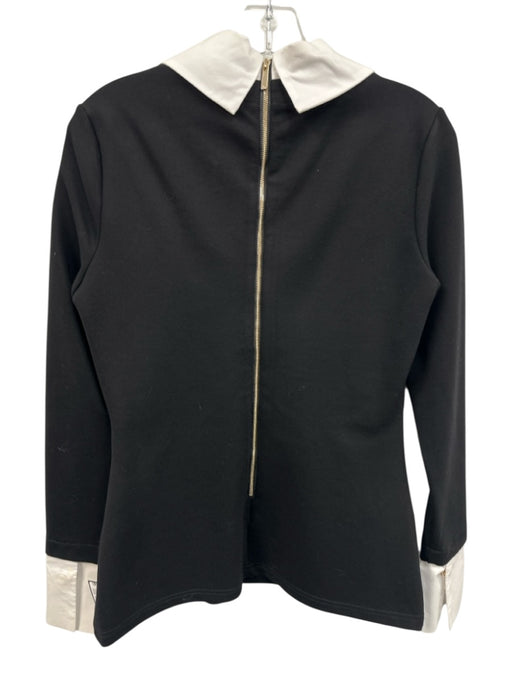 Karen Millen Size S Black & White Viscose Blend Long Sleeve Layered Back Zip Top Black & White / S