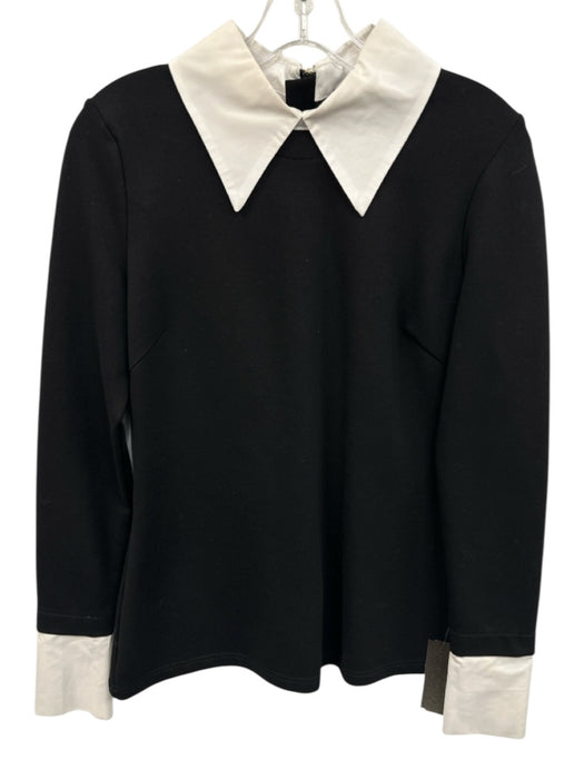 Karen Millen Size S Black & White Viscose Blend Long Sleeve Layered Back Zip Top Black & White / S