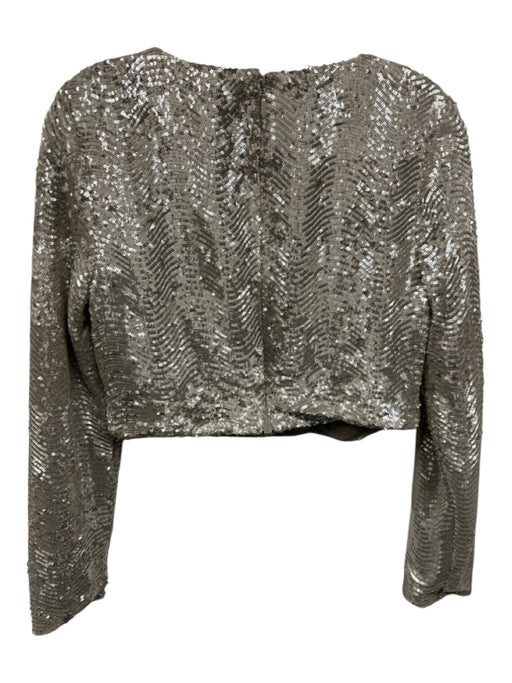 L'agence Size M Silver & Gray Polyester Blend Long Sleeve All Over Sequins Top Silver & Gray / M