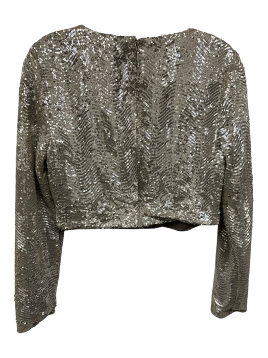 L'agence Size M Silver & Gray Polyester Blend Long Sleeve All Over Sequins Top Silver & Gray / M