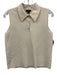 Karen Millen Size S Creme Viscose Blend Sleeveless 1/4 Button Collar Polo Top Creme / S