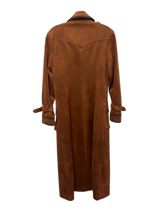Modesees Size S Brown & Dark Brown Faux Suede Trim Detail Double Breast Coat Brown & Dark Brown / S