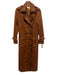 Modesees Size S Brown & Dark Brown Faux Suede Trim Detail Double Breast Coat Brown & Dark Brown / S
