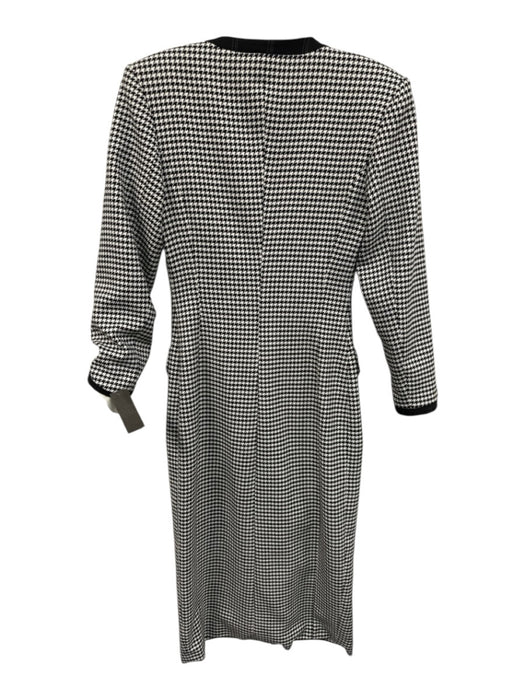 Karen Millen Size 4 Black & White Polyester Blend Trim Detail Houndstooth Coat Black & White / 4