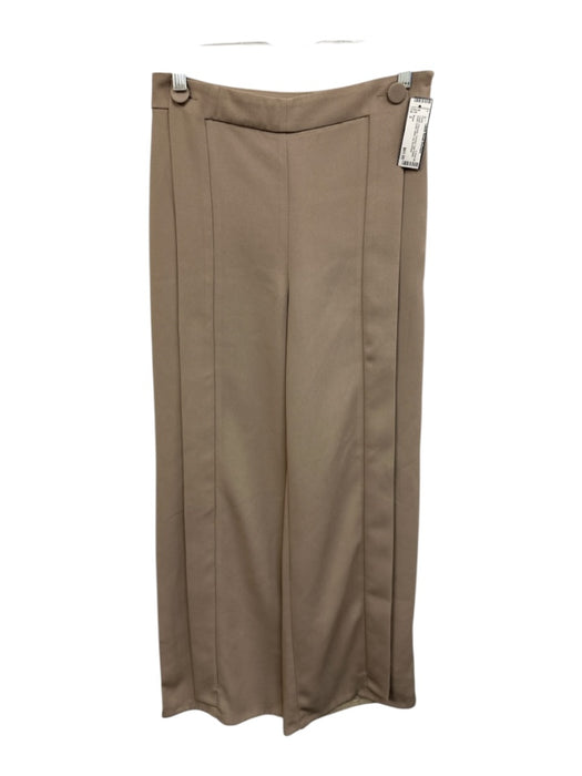 Reiss Size 2 Taupe Polyester Paneled High Waist Button Detail Wide Leg Pants Taupe / 2