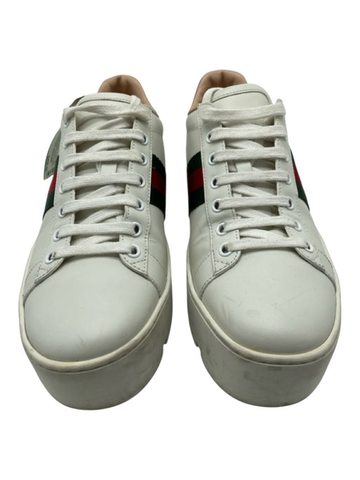 Gucci Shoe Size 38.5 White, Green, Red Leather Web Stripe Bee Laces Sneakers White, Green, Red / 38.5