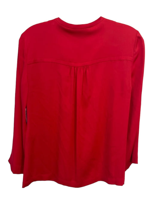 Diane Von Furstenberg Size 2 Red Silk Blend round split neck Long Sleeve Top Red / 2