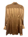 L'Academie Size S Brown Polyester Button Front Satin Mini Pintuck Dress Brown / S