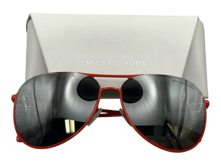 Michael Kors Red Metal Frame Mirror Lense Wire Frame Sunglasses Red