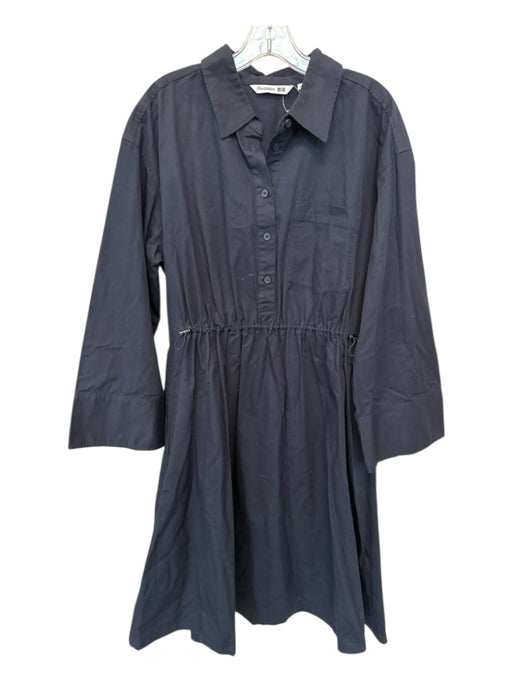 JW Anderson X UNI QLO Size L Navy Cotton Long Bell Sleeve Button Down Maxi Dress Navy / L
