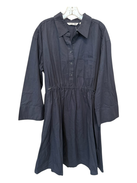 JW Anderson X UNI QLO Size L Navy Cotton Long Bell Sleeve Button Down Maxi Dress Navy / L