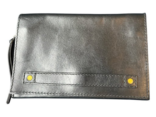 Madewell Black Leather Front Flap Zip Close Clutch Bag Black / S