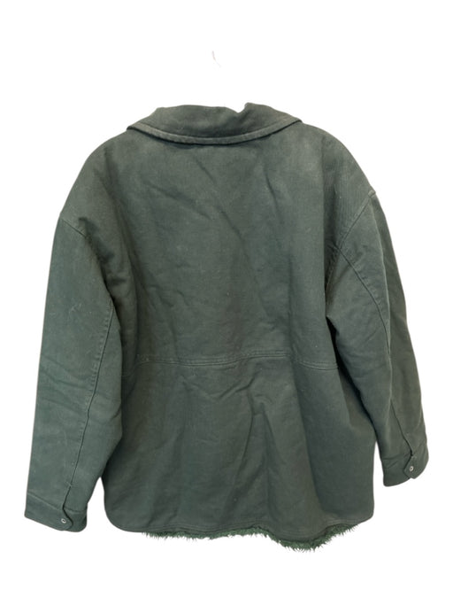 Weekday Forest Green Cotton Faux Fur Liner Snap Buttons Men's Coat Forest Green / XL