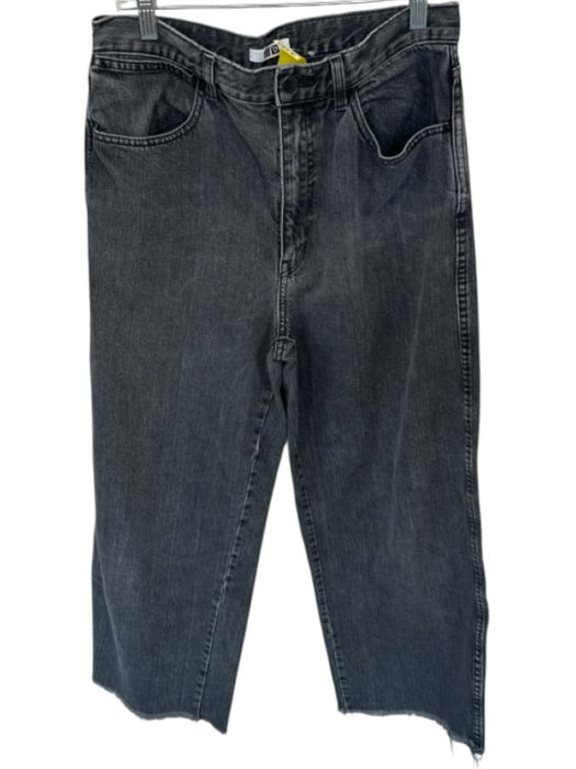 Uni Q Lo Size 29 Gray Cotton High Waist Wide Leg Raw Hem Jeans Gray / 29