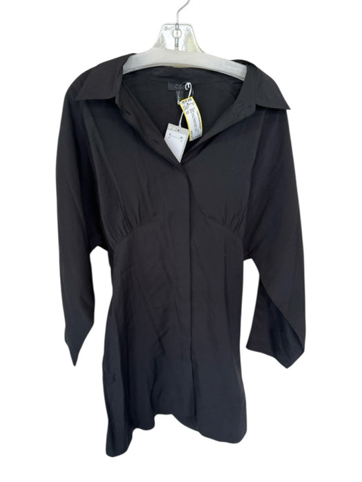 COS Size 12 Black Polyester Blend Long Sleeve Collar Button Down Dress Black / 12