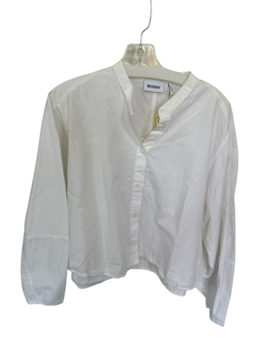 Weekday Size 42 White Cotton Long Sleeve Buttons Top White / 42