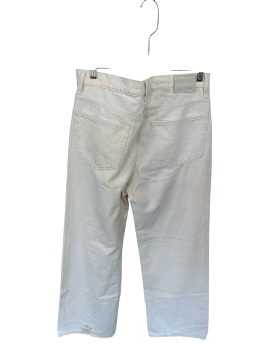 ABLE Size 29 Cream Cotton Blend High Waist Wide Leg Jeans Cream / 29