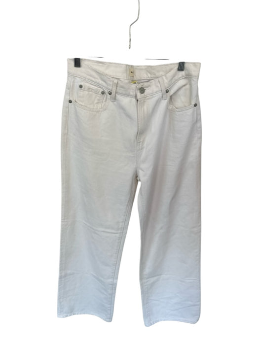 ABLE Size 29 Cream Cotton Blend High Waist Wide Leg Jeans Cream / 29