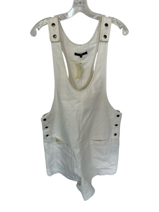 Tibi Size L White Cotton Blend Snap Buttons Sleeveless Romper White / L