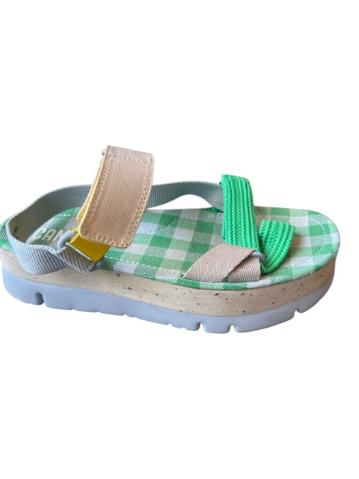 Camper Shoe Size 38 Blue & Green Canvas Velcro Platform Sandals Blue & Green / 38