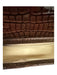 Mac Duggal Brown Patent Leather Croc Embossed Shoulder Gold Tone Hardware Bag Brown / M