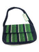 Anthropologie Blue, Green, White Polyester Cotton Lining Beaded Stripe Flap Bag Blue, Green, White / S