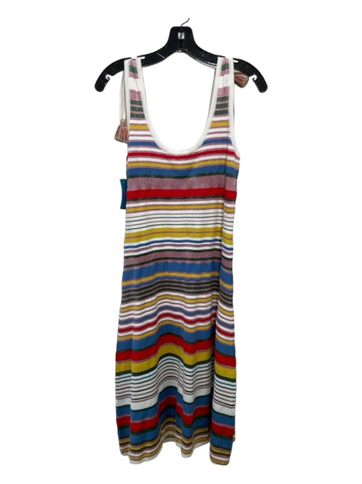 Veronica Beard Size L White & Multi Viscose Blend U Neck & Back Sleeveless Dress White & Multi / L