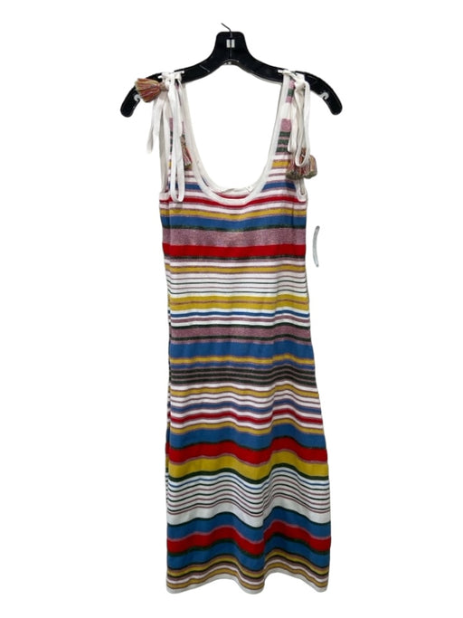 Veronica Beard Size L White & Multi Viscose Blend U Neck & Back Sleeveless Dress White & Multi / L