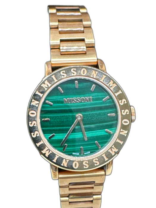 Missoni Rose Gold & Green Stainless steel 2 Hand Movement Logo Sapphire Watches Rose Gold & Green