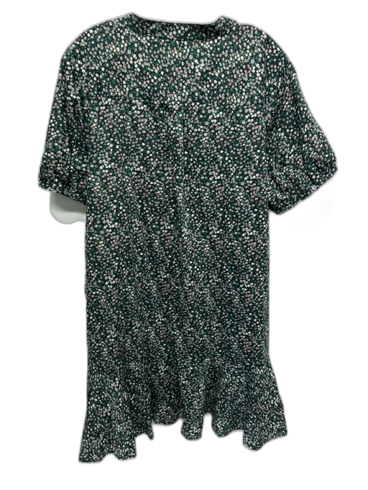 J Crew Liberty Size 2X Black, Green, Orange Cotton Short Sleeve Split Neck Dress Black, Green, Orange / 2X