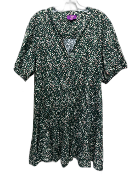 J Crew Liberty Size 2X Black, Green, Orange Cotton Short Sleeve Split Neck Dress Black, Green, Orange / 2X