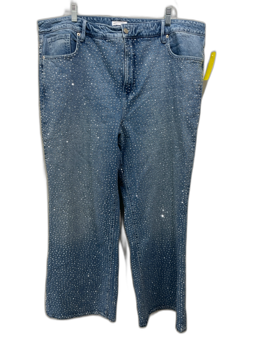 Good American Size 18 Light Wash Cotton Denim High Rise Embellished Pocket Jeans Light Wash / 18