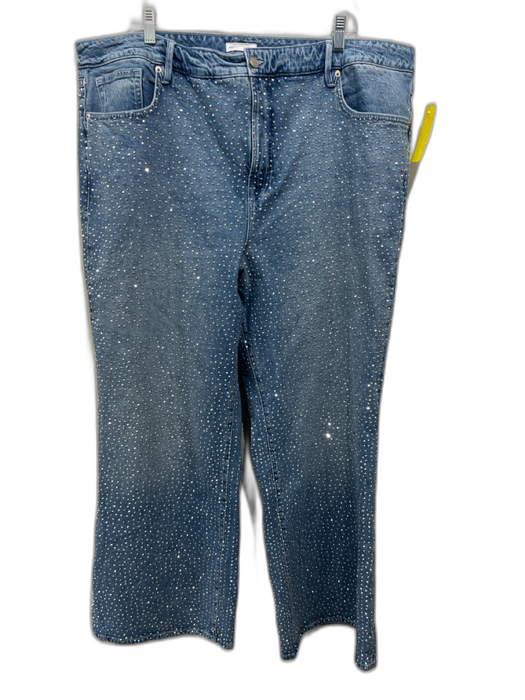 Good American Size 18 Light Wash Cotton Denim High Rise Embellished Pocket Jeans Light Wash / 18