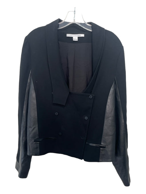 Diane Von Furstenberg Size 14 Black Triacetate Blend Double Breast Blazer Jacket Black / 14