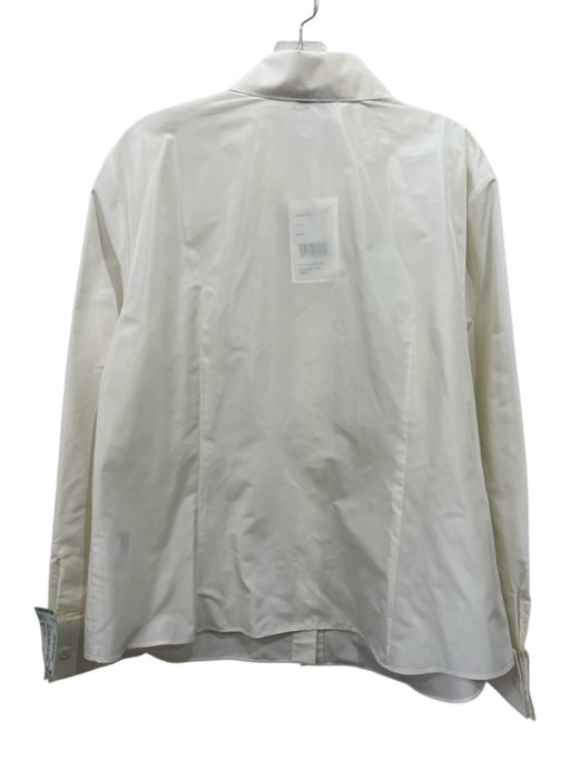 Lafayette 148 Size 16 White Polyester Long Sleeve Hidden Buttons Button Down Top White / 16