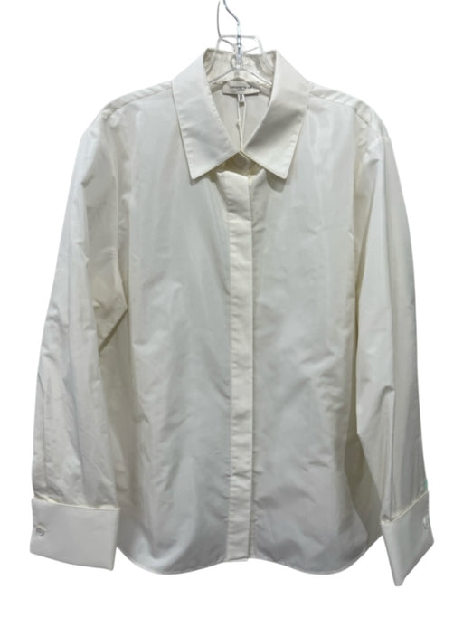 Lafayette 148 Size 16 White Polyester Long Sleeve Hidden Buttons Button Down Top White / 16