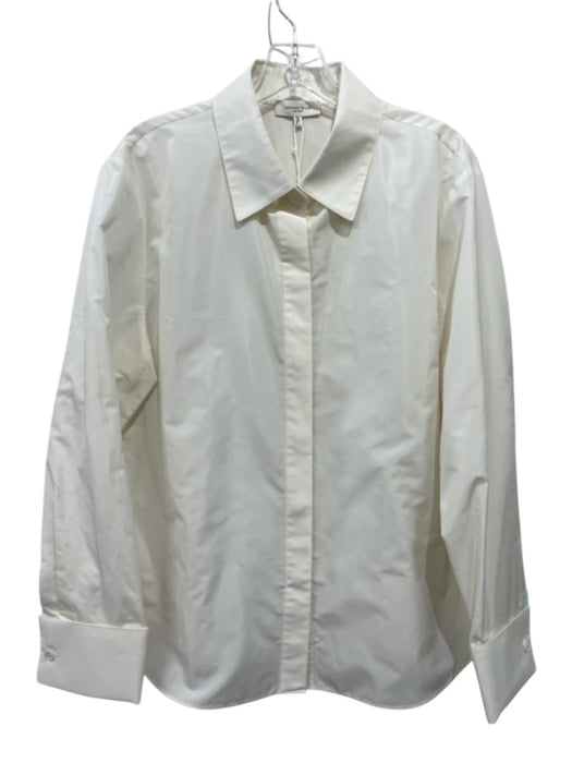 Lafayette 148 Size 16 White Polyester Long Sleeve Hidden Buttons Button Down Top White / 16