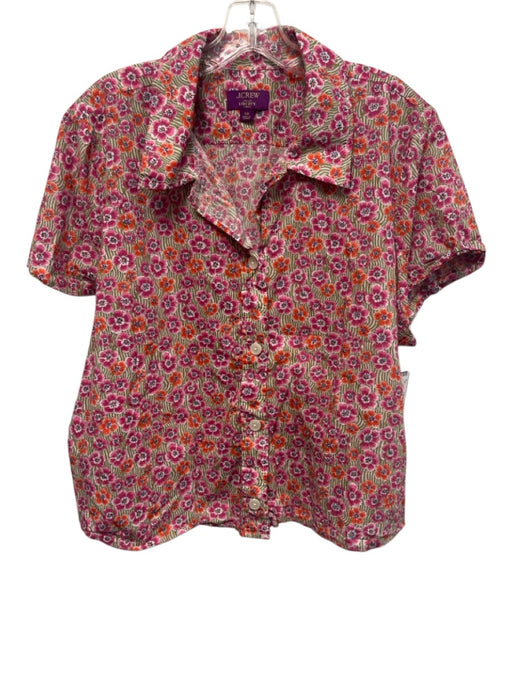 J.Crew w/ Liberty Fabrics Size 20/XL red, magenta & olive Cotton Collar Neck Top red, magenta & olive / 20/XL