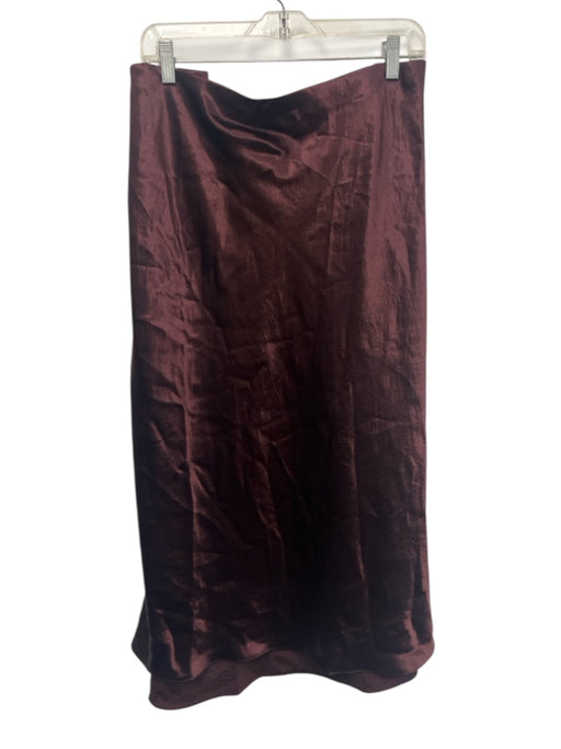 Vince Size XXXL Mahogany purple Acetate Elastic Waist Satin Midi Skirt Mahogany purple / XXXL