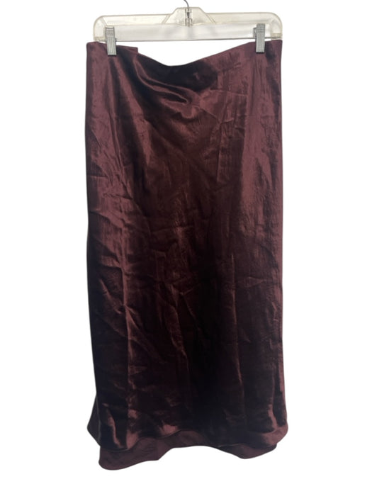 Vince Size XXXL Mahogany purple Acetate Elastic Waist Satin Midi Skirt Mahogany purple / XXXL